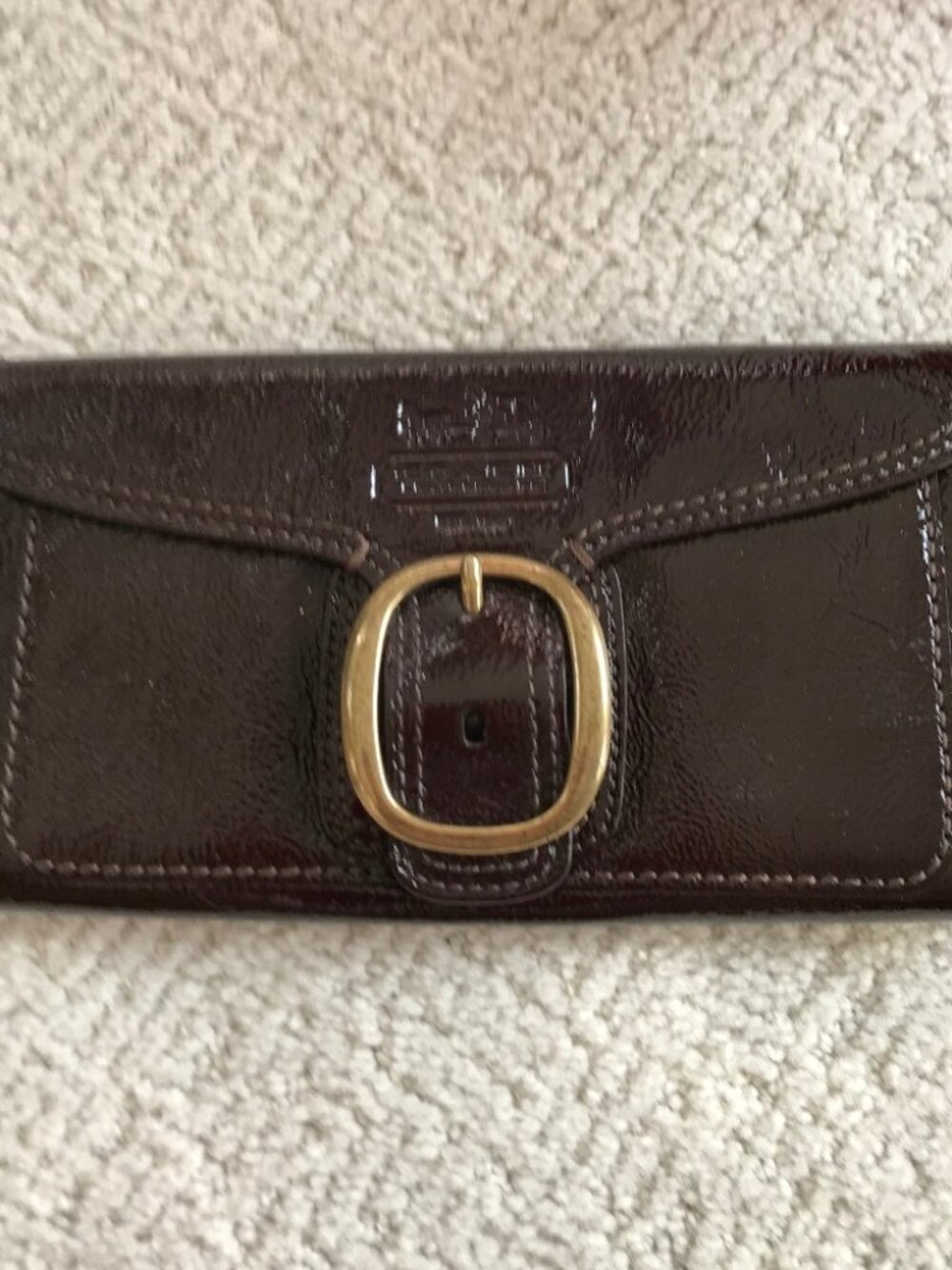 Coach Bleeker Brown Patent Leather Wallet